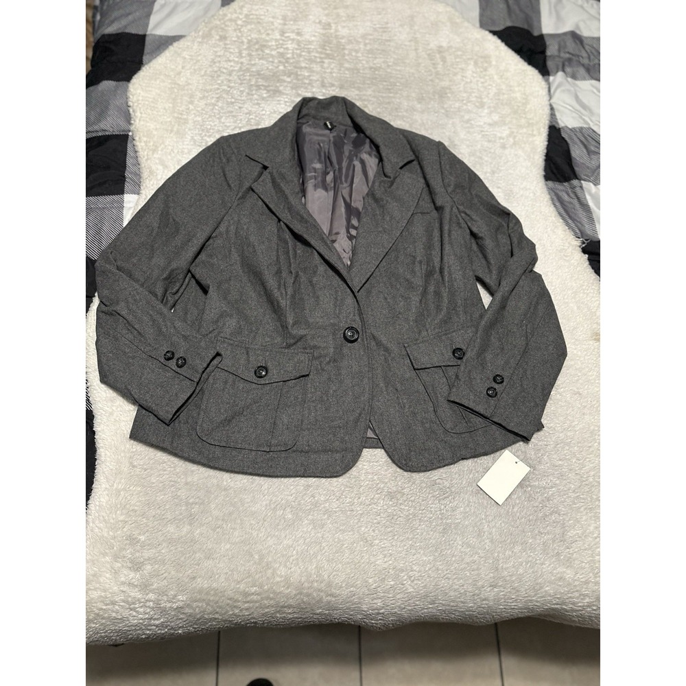 Ambition Nordstrom Women's Gray Wool Blend Coat Plus Size 1X Jacket NWT